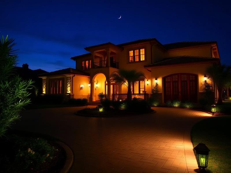 Mediterranean home with permanent outdoor LED accents